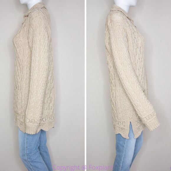 Inis Craft 100% merino wool fisherman cardigan sweater, women's‎ size S - Picture 3 of 16